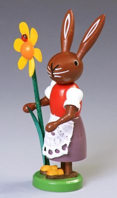 Osterfigur Hase mit Blume Höhe ca 9 cm NEU Osterhasenfigur Ostern Osterdeko