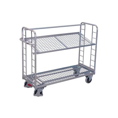 Etagenwagen mit 2 Drahtgitterböden verzinkt 250 kg Traglast Typ M + EasySTOP