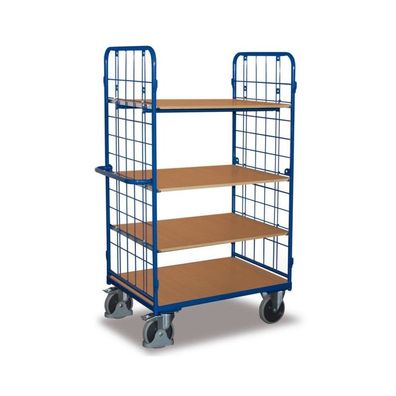 Paketwagen hoch mit 2 Gitterwänden + 4 Böden 500 kg Traglast Typ M + EasySTOP