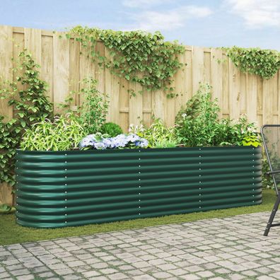 vidaXL Hochbeet für den Garten Grün 320x80x81 cm aus verzinktem Stahl