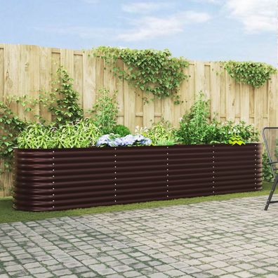 vidaXL Garten Hochbeet Braun 400x80x81 cm aus verzinktem Stahl