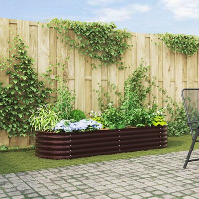 vidaXL Garten Hochbeet Braun 240x80x44 cm aus verzinktem Stahl
