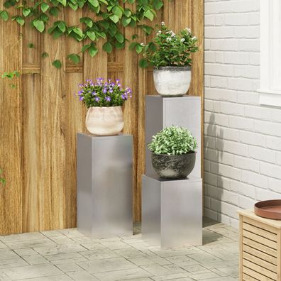 vidaXL Outdoor-Pflanzenständer Säule 3 Stück Edelstahl