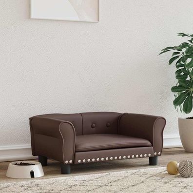 vidaXL Hundebett Braun 70x45x30 cm Kunstleder