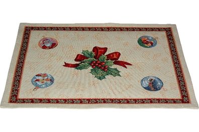 Platzdeckchen Weihnachten Tischläufer 35x45 Feliz Navidad Gobelin Tischdecke Glitzer