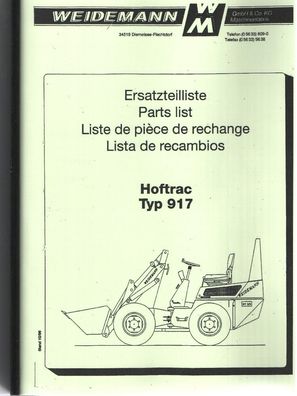 Ersatzteilliste Weidemann Hoftrac Typ 917, Hoflader, Landtechnik, Hoftechnik