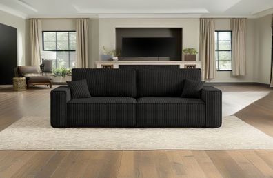 Schlafsofa BEST und Bettkasten Stoff Poso Schwarz
