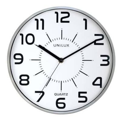 Unilux POP Wanduhr metallgrau, Durchmesser: 30 cm, Quarzuhrwerk, leise schleichend