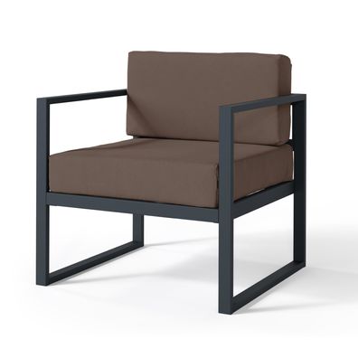 Selsey Dywilly Gartenstuhl mit wasserabweisendem Stoff, Braun/Schwarz