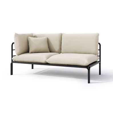 Selsey Worcully - Garten-Chaiselongue, wasserabweisend, beige/schwarzes Gestell
