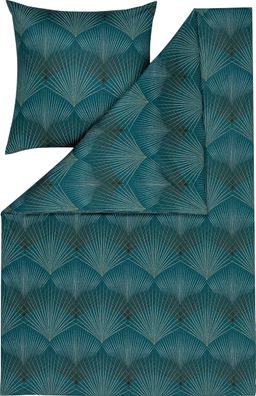 Estella Mako Jersey Bettwäsche 135x200 Asra Strahlen Fächer blautanne 6934-581