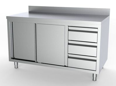 Combisteel Arbeitsschrank mit 2 Türen 3 Schubladen Aufkantung 1800x700x850mm