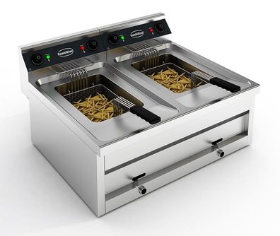 Gastronomie Elektro Tischfritteuse 2X12L, 2X6Kw