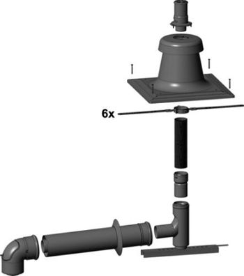 Wolf Anschluss-Set DN80/125 - C93x DN83 flex. im Schacht, Abdeckung edst. 2652003