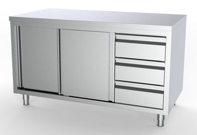 Combisteel Arbeitsschrank mit 2 Türen 3 Schubladen aus Edelstahl 1800x700x850mm