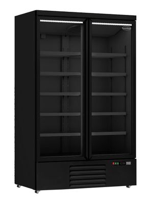 Gastronomie Kühlschrank 2 Glastüren Schwarz Jde-1000R Bl