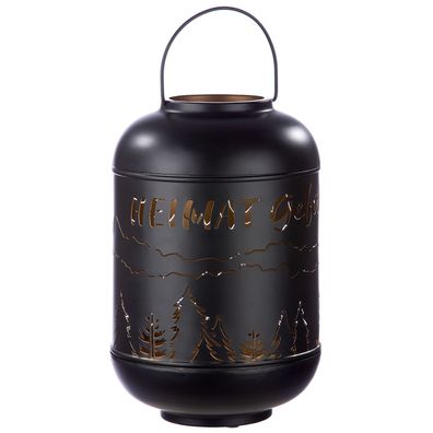 Gilde Windlicht, "Heimat Gefühl", Schriftzug, Metall, schwarz, VE 1, H. 37 cm, D