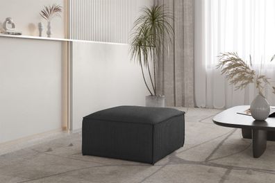 Polsterhocker Designerhocker CELES Premium 65x65 cm in Stoff Scala Anthrazit