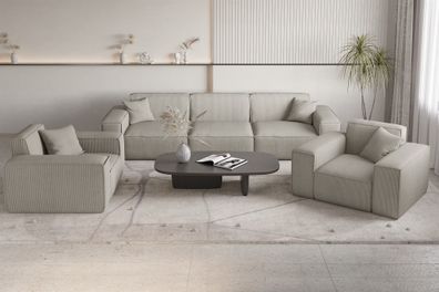 Sofaset Designersofa CELES Premium 3-1-1 in Stoff Scala Sandgrau