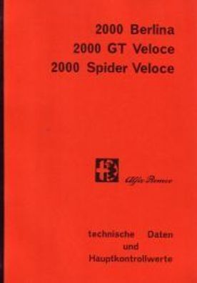 Reparaturanleitung Alfa Romeo, 2000 Berlina , 2000 GT Veloce , 2000 Spider Veloce