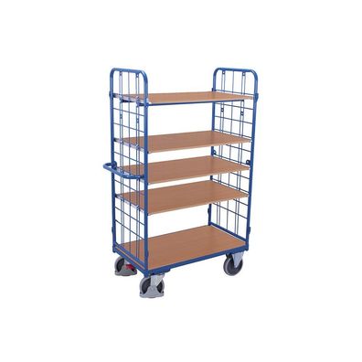 Paketwagen hoch mit 2 Gitterwänden + 5 Böden 500 kg Traglast Typ L + EasySTOP