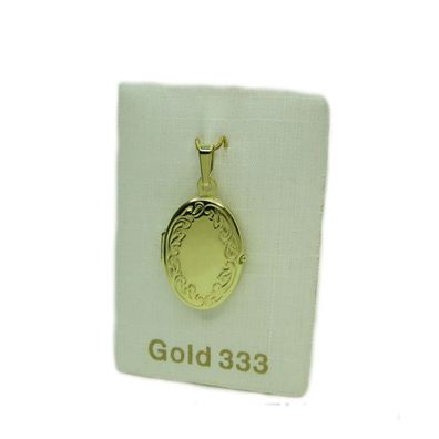 333/8K Gold Medaillon Anhänger für 2 Bilder Gelbgold