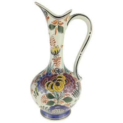Henkelvase Delfts Einzelteile Blumendekor Mehrfarbig