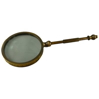 Leselupe Handlupe Vergrößerungsglas Messing brüniert D 8-L 21 cm