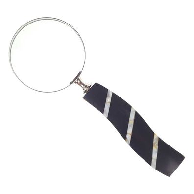 Leselupe Handlupe Vergrößerungsglas vernickelt griff Bein schwarz D 10-L 27 cm