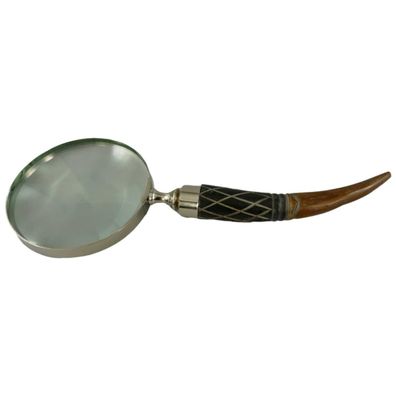 Leselupe Handlupe Vergrößerungsglas Bein vernickelt L 27 cm
