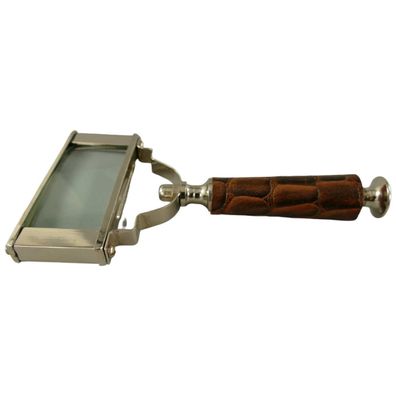 Leselupe Handlupe Vergrößerungsglas Bein vernickelt eckig #85564