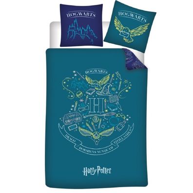 Harry Potter Bettwäsche-Set Decke & Kissenbezug 140x200 + 63x63 cm aus Microfaser