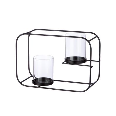 GILDE Windlicht, rechteckig, "Rectangle", Glas, Metall, schwarz, , L. 11 cm, B