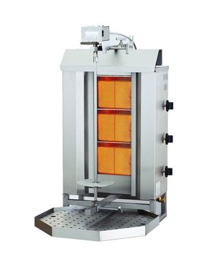 Gyros Grill Gas. Motorposition Oben, 3 Heizzonen