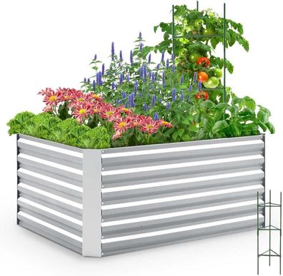 Hochbeet Metall 120 x 90 x 56cm, Kräuterbeet ohne Boden für Garten
