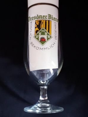 Bierglas VEB Dresdner Biere mit Goldrand