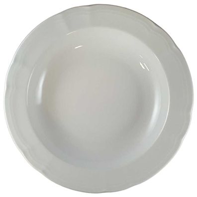 Suppenteller D 21,6 cm H 3,5 Retsch Wunsiedel Relief weiß weiß Porzellan gebraucht-gu
