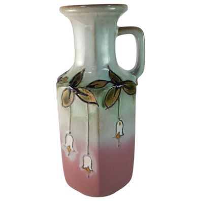Henkelvase Scheurich Keramik 497-28 Blumendekor grün rosa H 28,5 cm