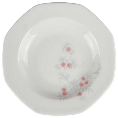 Teller 22,3 cm Schirnding Bavaria Paris Blumendekor Rosa-Grau