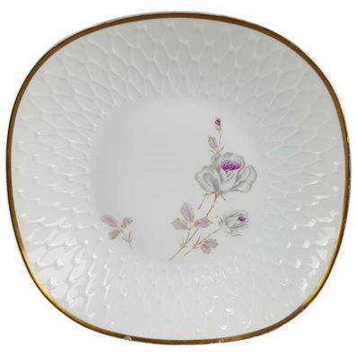 Servierschale PMR Jäger & Co Dekor weiß gold Rose Relief Goldrand D 27 cm H 4,7