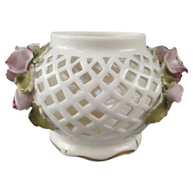 Brody Parc Poland Rosendekor Durchbrucharbeit Vase Dose H 7,9 cm B 12,4 cm