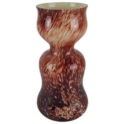 dekorative Blumenvase Glasvase Murano-Stil rot-beige H 23,5 D 12,5 cm