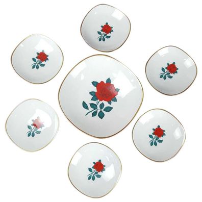 Konfektschale mit Anbietschalen Schumann Arzberg rote Rose Goldrand 7er SET