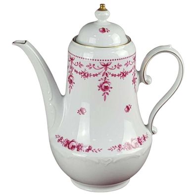 Kaffeekanne 1,5 L Schirnding Bavaria rote Rosen mit Goldrand Rot