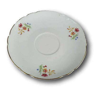 Untertasse für Tee Schirnding Bavaria Blumendekor mit Goldrand D 14,1 cm