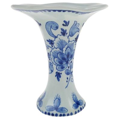 Tischvase klein Blumen Keramik Delfts Blumendekor