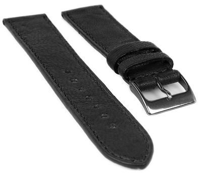 Herzog Piemont ? Uhrenarmband 20mm Leder flach schwarz ? Made in Italy
