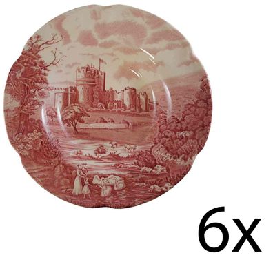 6er Set Suppenteller Johnson Bros Castle Story Rot