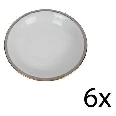 6er Set Suppenteller Edelstein Bavaria Goldrand Grauband 21499