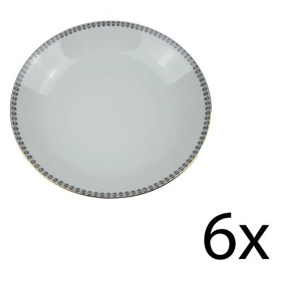6er Set Suppenteller Retsch Wunsiedel schwarz gold Dekor D 21 cm